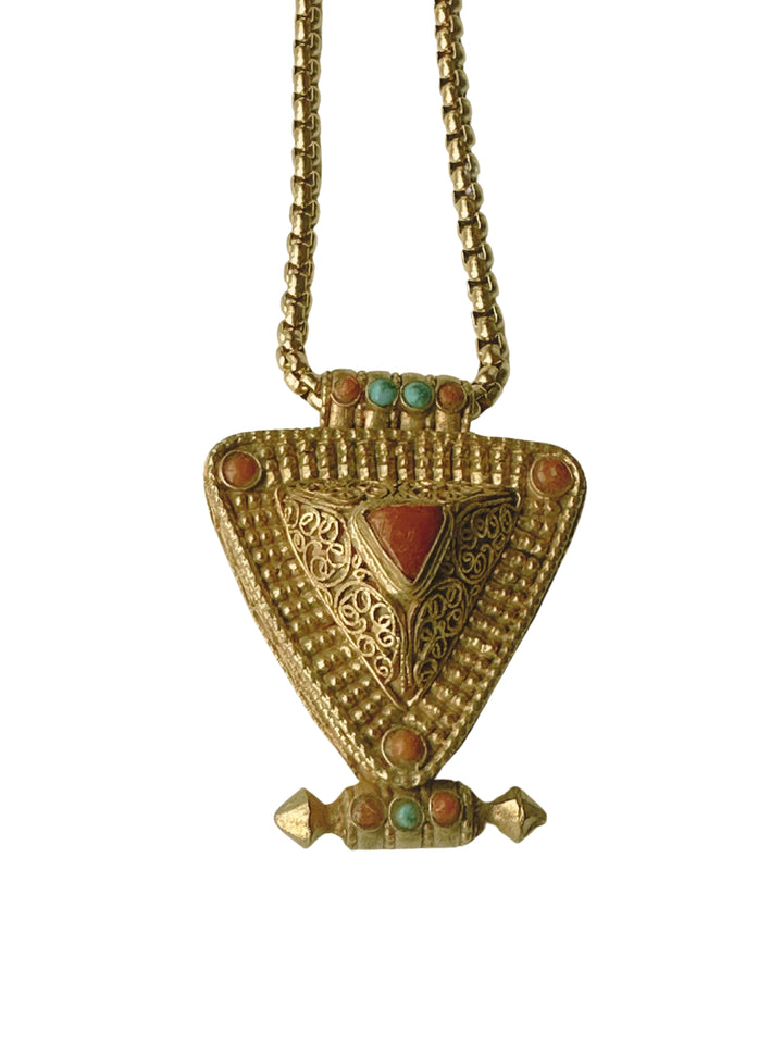 TN110 Gold Plated Tibetan Prayer Locket Necklace