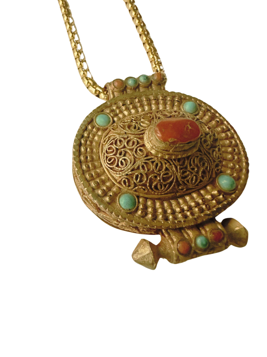 TN111 Gold Plated Tibetan Prayer Locket Necklace