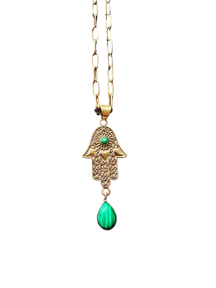 Guardian Hamsa Malachite Necklace