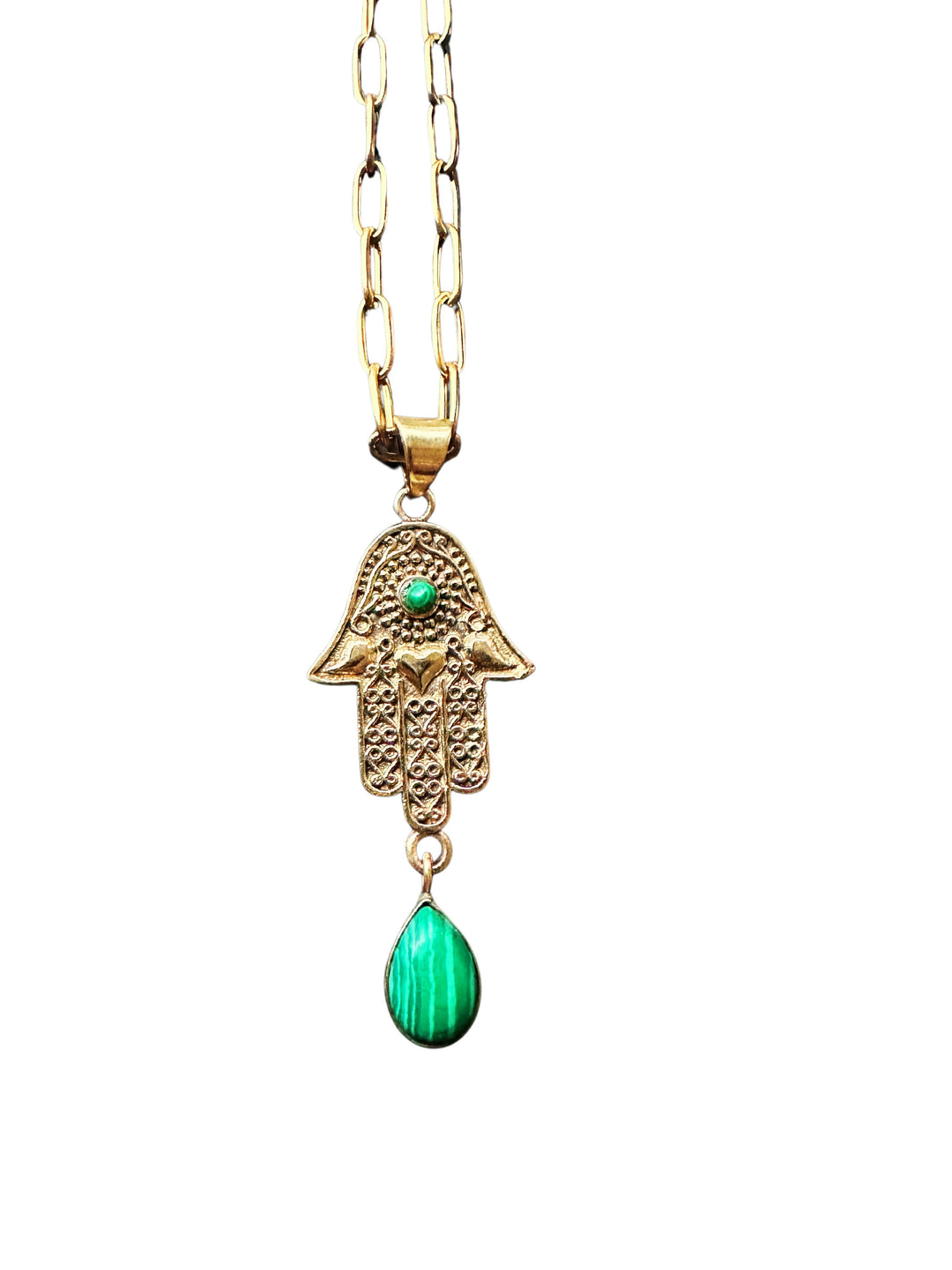 Guardian Hamsa Malachite Necklace