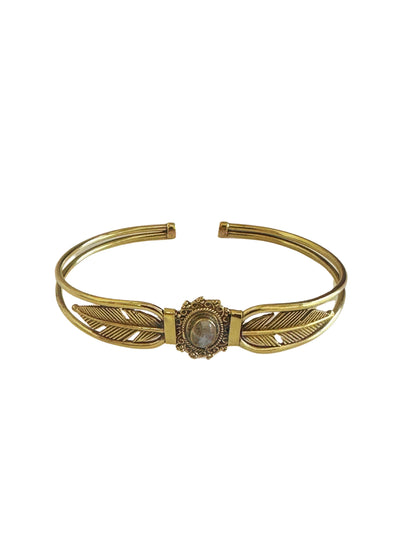 Cajal Feather Moonstone Cuff
