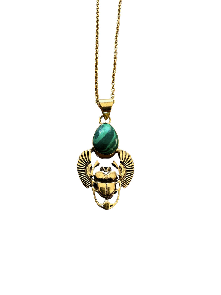 Ancient Protector Malachite Scarab Necklace