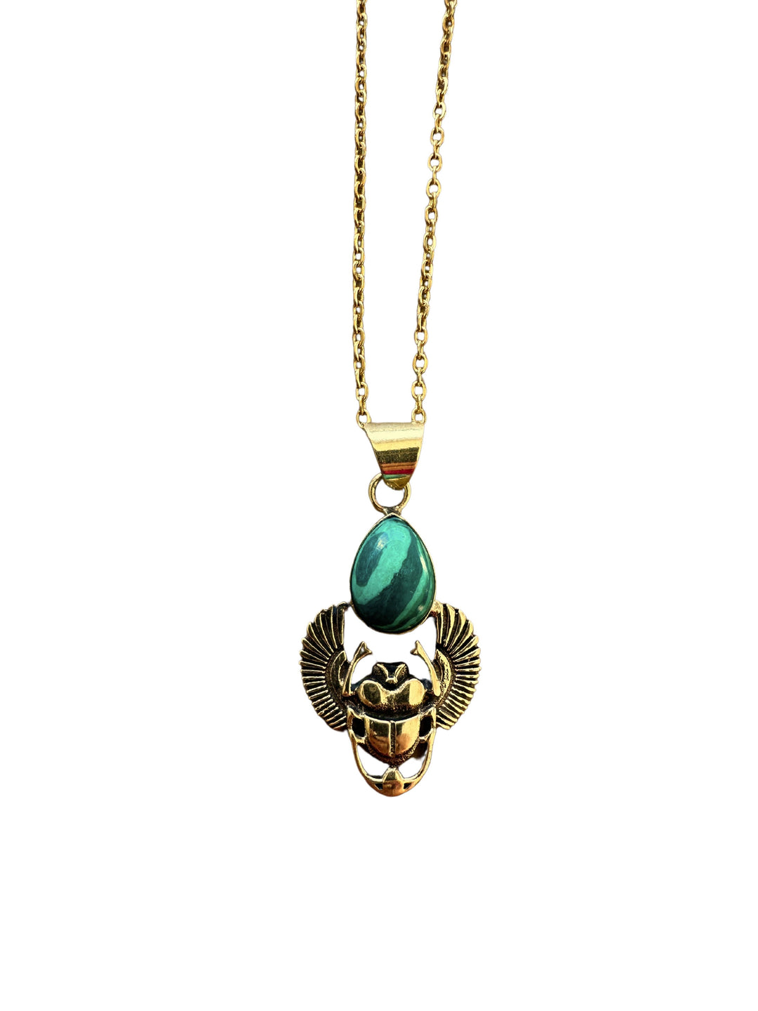 Ancient Protector Malachite Scarab Necklace