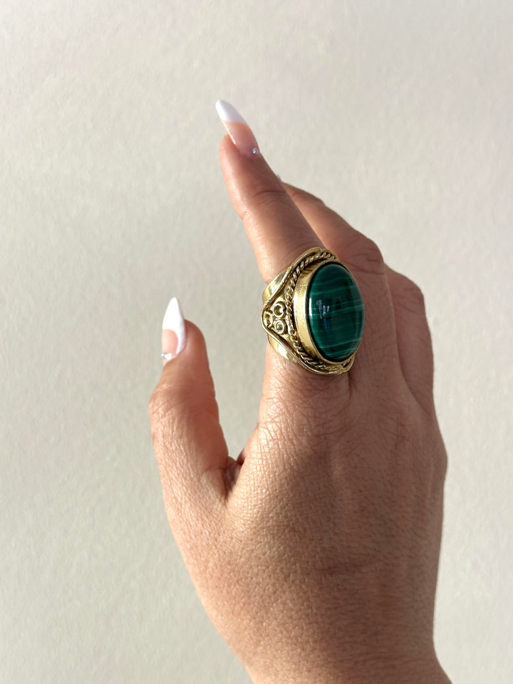 KA09 Malachite Adjustable Ring