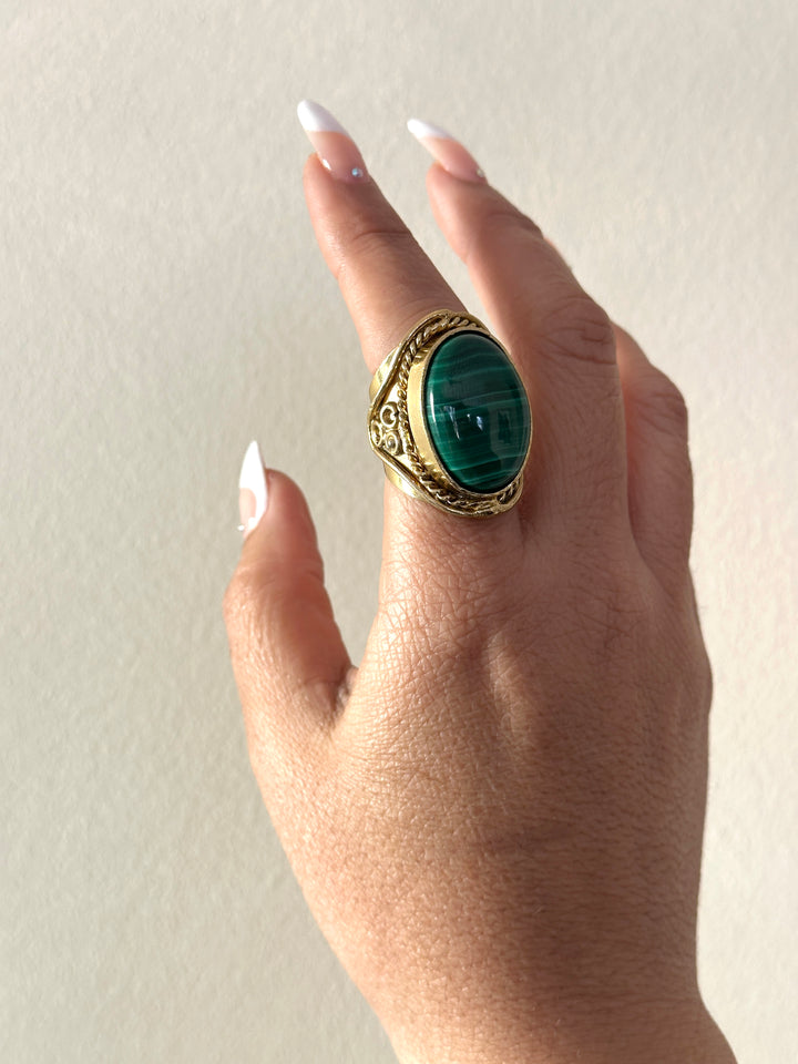 KA09 Malachite Adjustable Ring