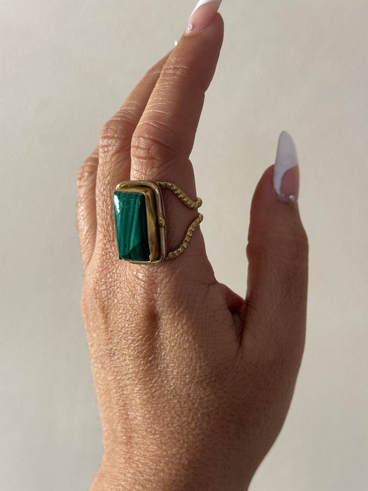 KA14 Malachite Adjustable Ring