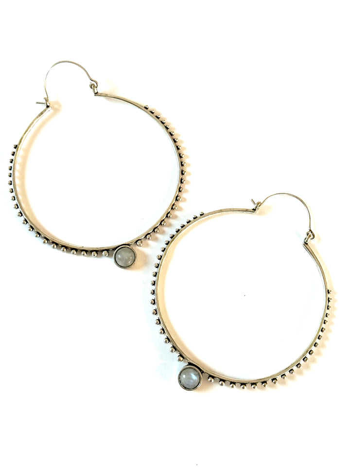 Kasi Moonstone Silver Hoop