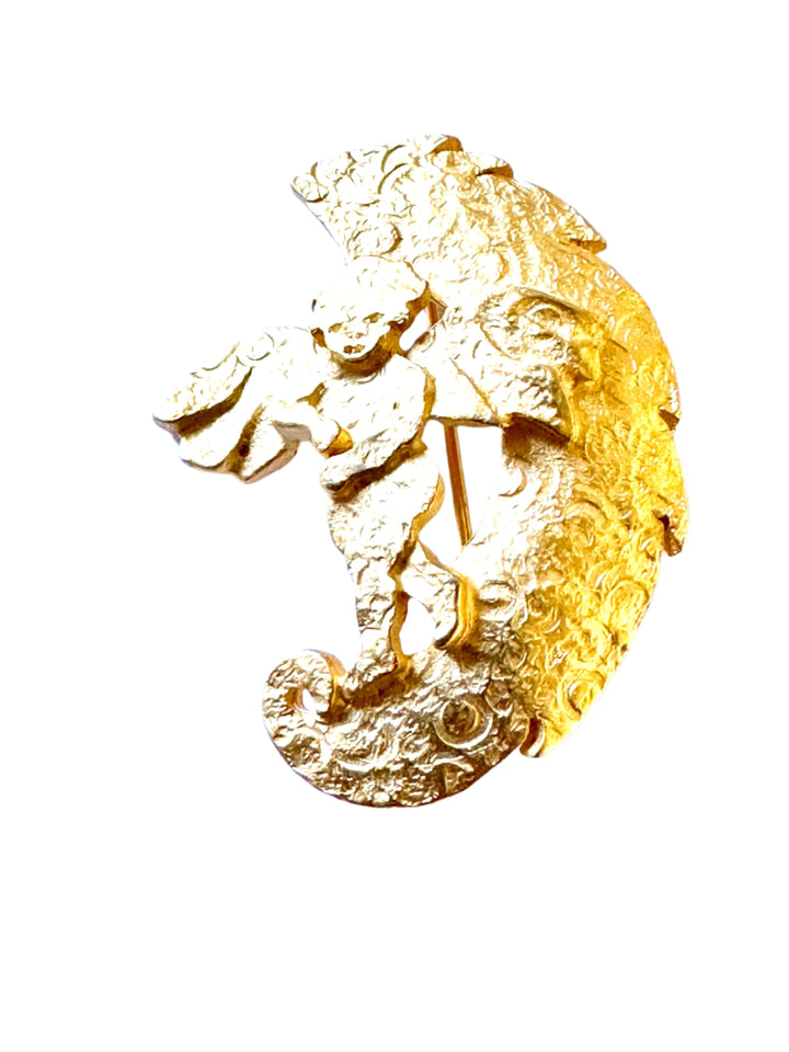 103 Vintage Gold Angel Brooch