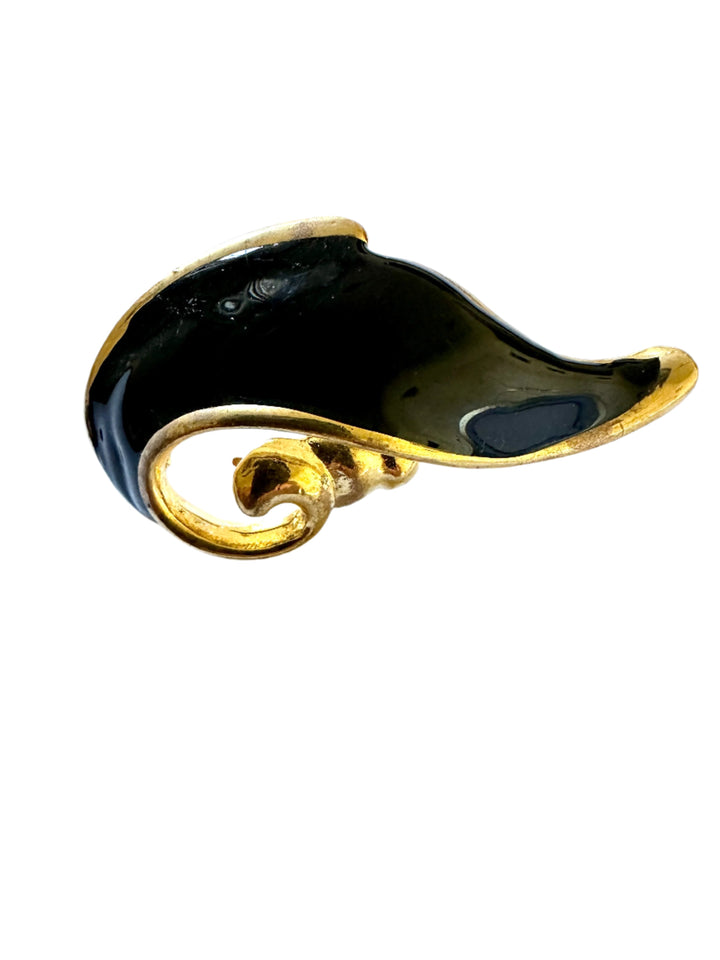 123 Vintage Black Enamel Brooch